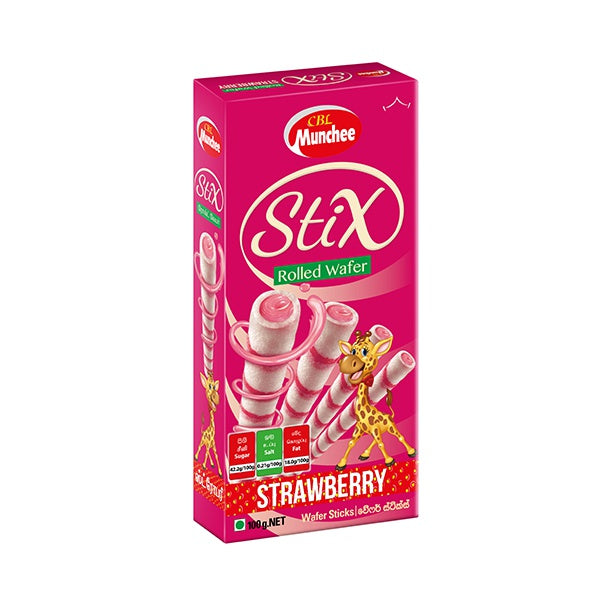 Munchee Stix Rolled Wafer Strawberry - 100g